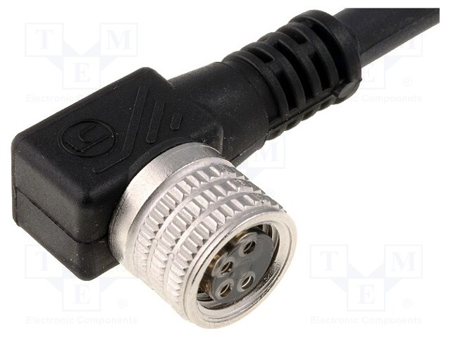 Connection lead; M8; PIN: 4; angled; 5m; plug; 60VAC; 4A; -25÷90°C