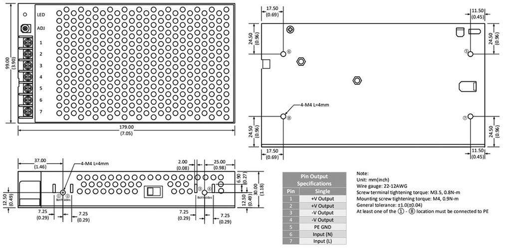 Power supply: switched-mode; voltage source; 150/200W; 5VDC; 30A