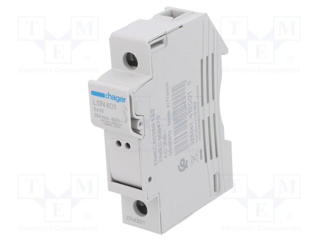 Fuse disconnector; 8x32mm; DIN; 25A; 400V; Poles: 1; -40÷70°C; IP20