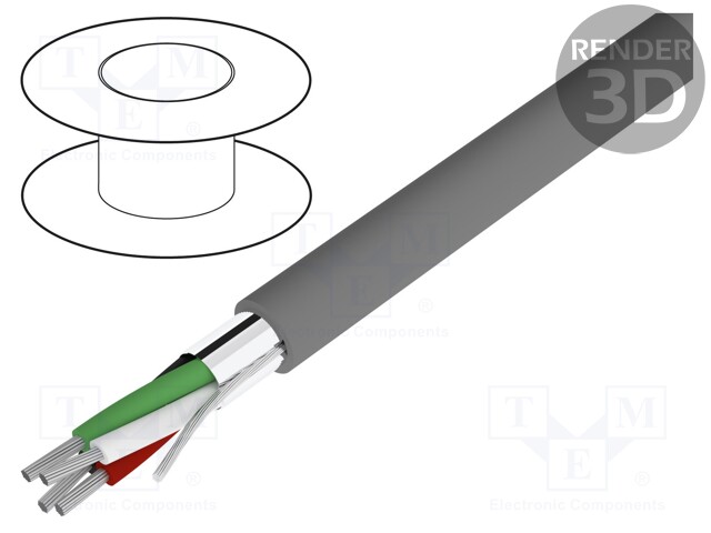 Wire; Alpha Essential C&C; 4x22AWG; shielded,Al-PET foil; PVC