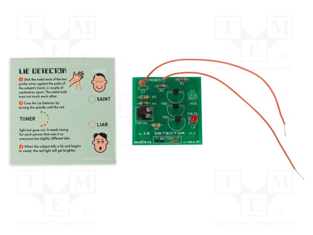 Lie detector; No.of diodes: 2; Power supply: battery 9V x1