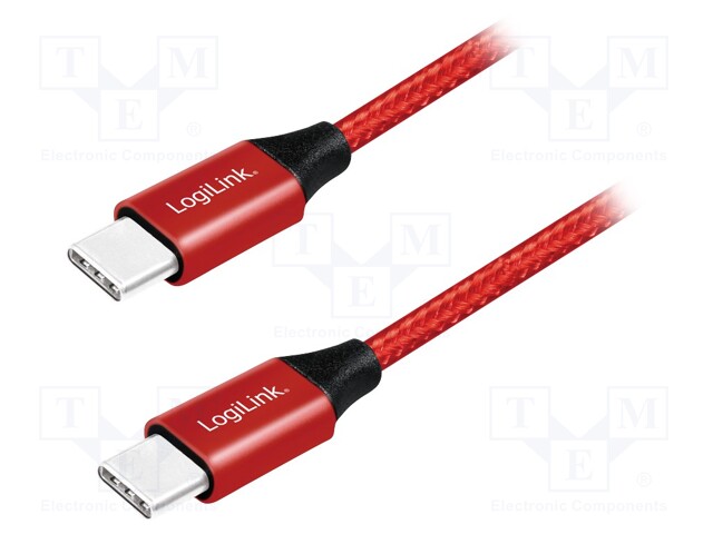 Cable; USB 2.0; both sides,USB C plug; 1m; red