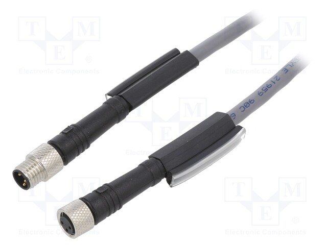 Connection lead; M8; PIN: 3; 1m; plug; -25÷80°C; IP67; Colour: grey