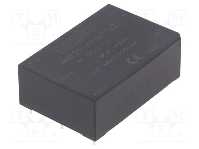 Converter: AC/DC; 25W; Uout: 48VDC; Iout: 0.5A; 87%; Mounting: PCB