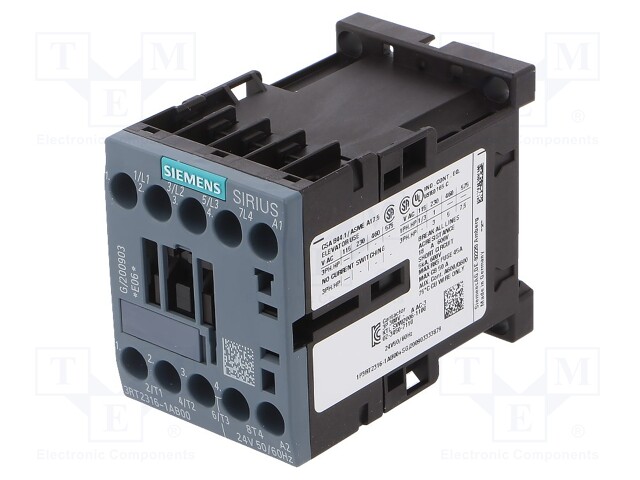 Contactor: 4-pole; NC x2 + NO x2; 24VDC; 16A; DIN,on panel; 3RT25