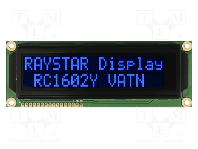 Display: LCD; alphanumeric; VA Negative; 16x2; 122x44x13.6mm; LED