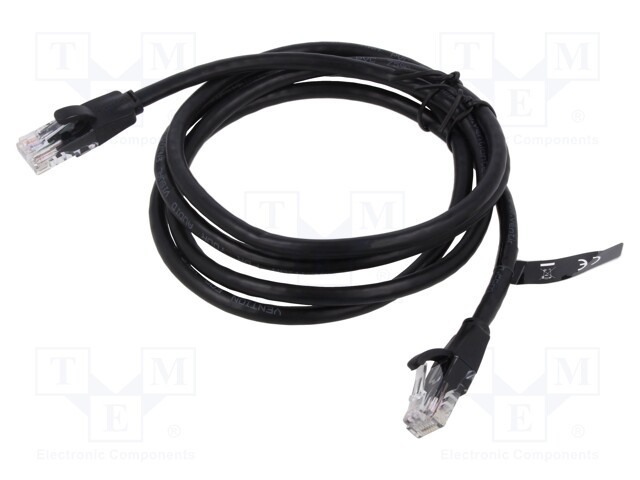 Patch cord; U/UTP; 6; stranded; CCA; PVC; black; 3m; 26AWG