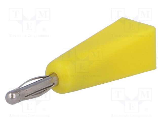 Plug; 2mm banana; 5A; yellow; Connection: soldering