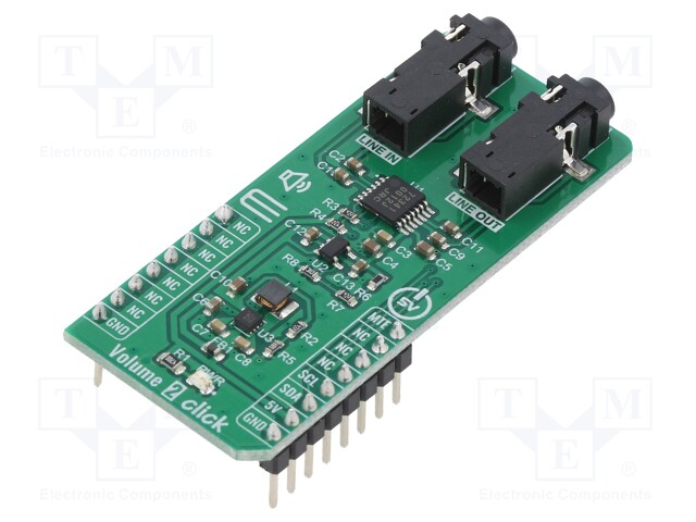 Click board; audio; I2C; MIC2606,MIC5235,NJU72341; 5VDC