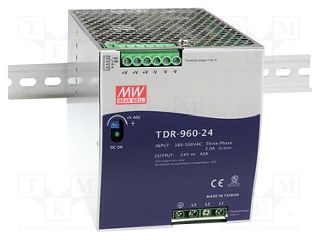 Power supply: switched-mode; 960W; 24VDC; 40A; 480÷780VDC; 2.47kg