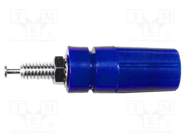 Socket; 4mm banana; 15A; 2.5kV; blue; nickel plated; panel