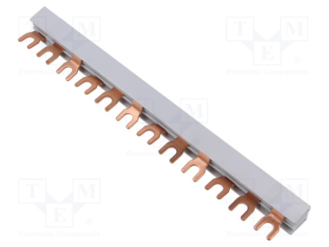 Busbar; 12mm2; Poles: 3; Urated: 400V; 80A; fork; Pitch: 17.8mm; PVC