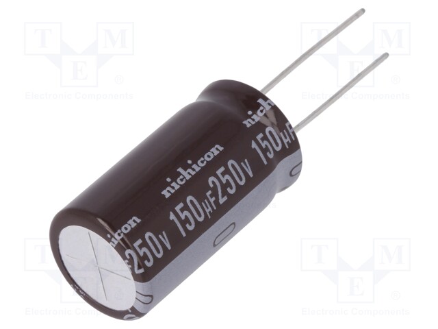 Capacitor: electrolytic; THT; 150uF; 250VDC; Ø16x31.5mm; ±20%