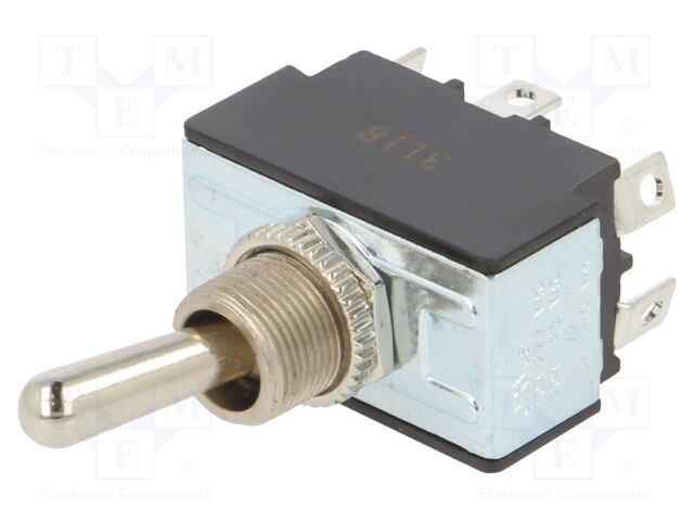 Switch: toggle; Pos: 2; DPDT; ON-ON; 21A/14VDC; 50mΩ; 12N; TB/TB1