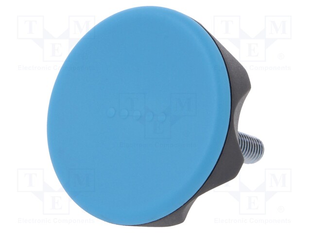 Knob; Dia: 56mm; M8; 30mm; technopolymer (PA); black; Cap: blue