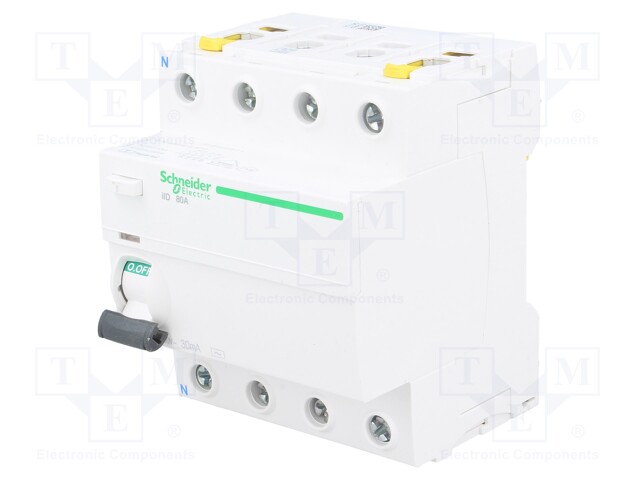 RCD breaker; Inom: 100A; Ires: 30mA; Poles: 4; 400V; Mounting: DIN