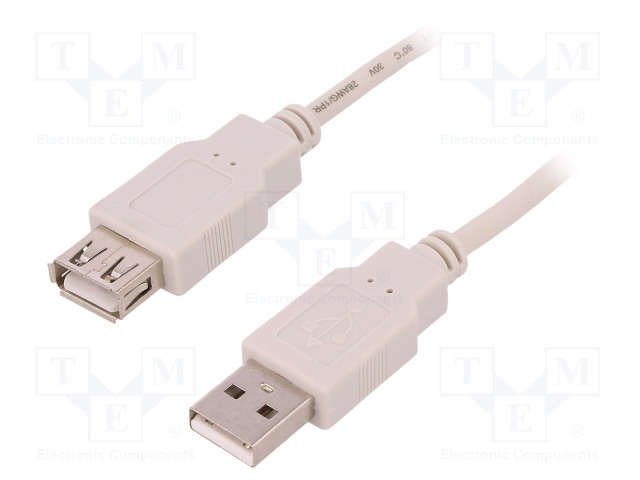 Cable; USB A socket,USB A plug; 1.8m; white