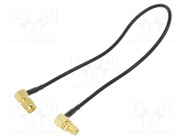 Cable; 50Ω; 0.3m; RP-SMA female,SMA plug; black; angled