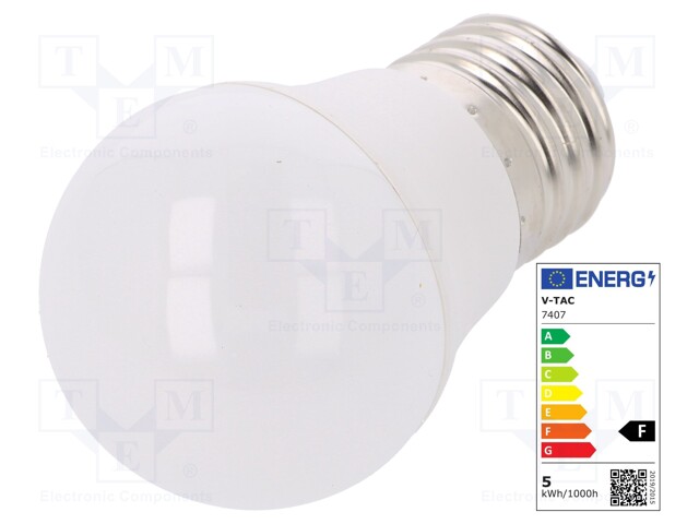 LED lamp; warm white; E27; 220/240VAC; 470lm; 5.5W; 180°; CRImin: 80