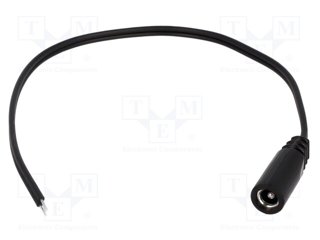 Cable; wires,DC 5,5/2,5 socket; straight; 0.5mm2; black; 1.5m