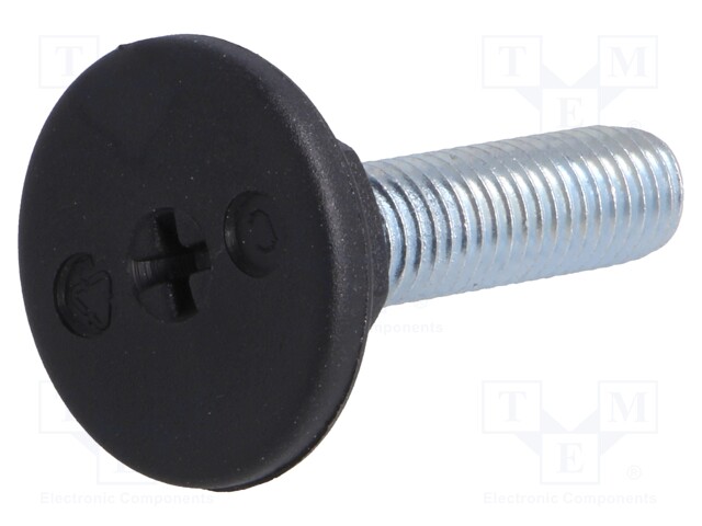 Foot of pin; rigid,with screwdriver slot; Base dia: 30mm; M10