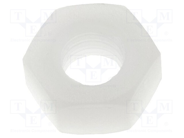 Nut; hexagonal; M4; polyamide; H: 3.3mm; 7mm