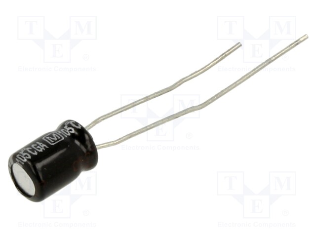 Capacitor: electrolytic; THT; 22uF; 25VDC; Ø5x7mm; Pitch: 2.5mm