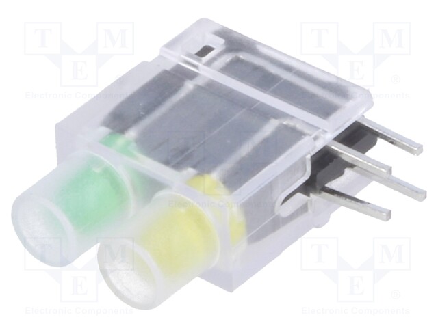 LED; in housing; green/yellow; 3.9mm; No.of diodes: 2; 20mA; 40°