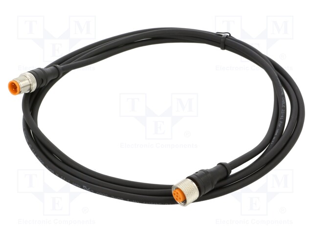 Connection lead; M12; PIN: 4; 2m; plug; 250VAC; 4A; -25÷80°C; IP67