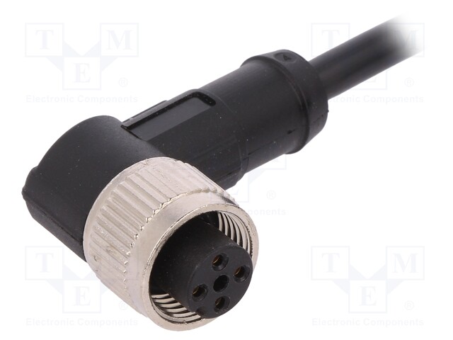 Connection lead; M12; PIN: 4; angled; 5m; plug; 250VAC; 4A; -25÷80°C