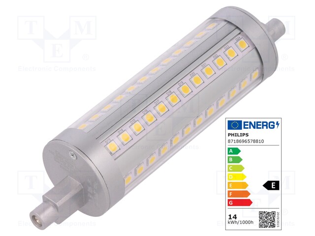 LED lamp; neutral white; R7S; 230VAC; 1800lm; 14W; 4000K; CRImin: 80