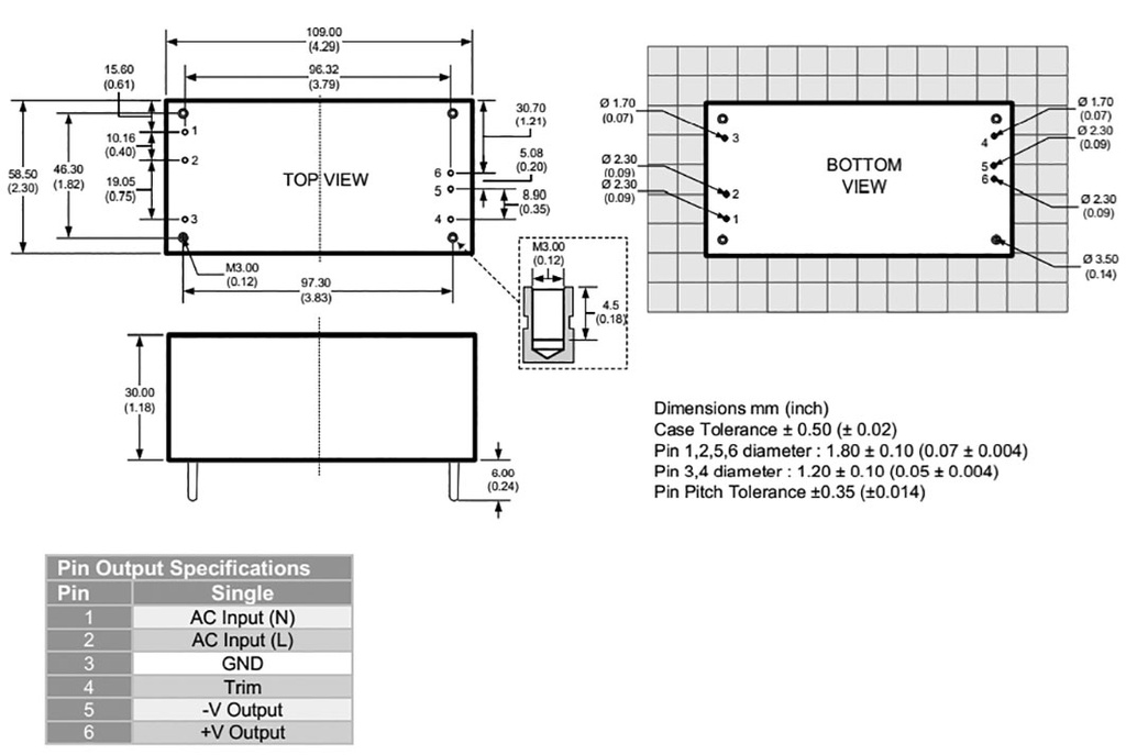 AC/DC PCB Mount Power Supply (PSU), ITE, 1 Output, 60 W, 12 V, 5 A