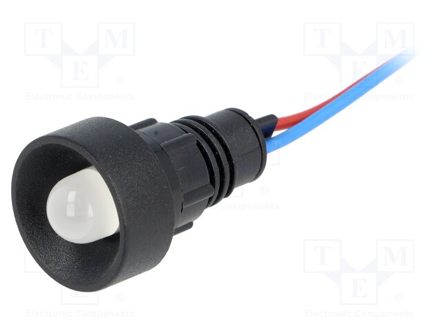 Indicator: LED; recessed; 12VDC; 12VAC; Cutout: Ø13mm; IP40; plastic