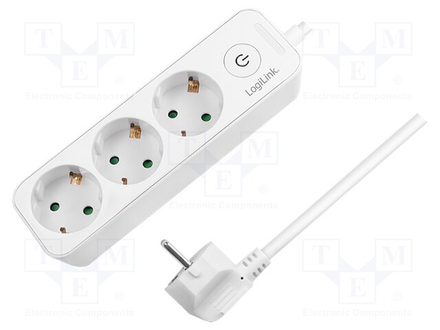 Plug socket strip: protective; Sockets: 3; 250VAC; 16A; 1.5m; IP20