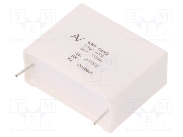 Capacitor: polypropylene; DC-Link; 2.7uF; ESR: 11.1111mΩ; C4AQ; THT