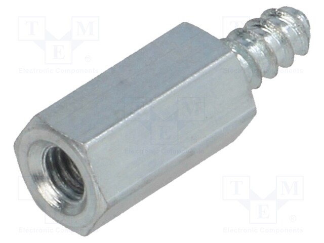 Screwed spacer sleeve; Int.thread: M3; 10mm; Ext.thread: ST2,9