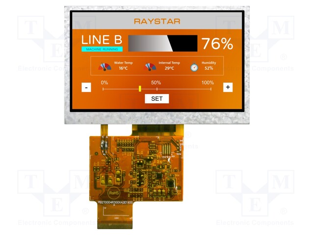 Display: TFT; 4.3"; 800x480; Illumin: LED; Dim: 105.5x67.2x3.76mm