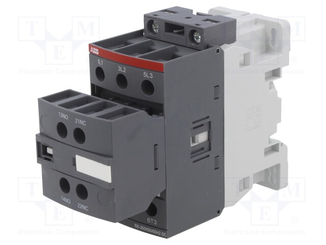 Contactor: 3-pole; NO x3; Auxiliary contacts: NC + NO; 30A; AF