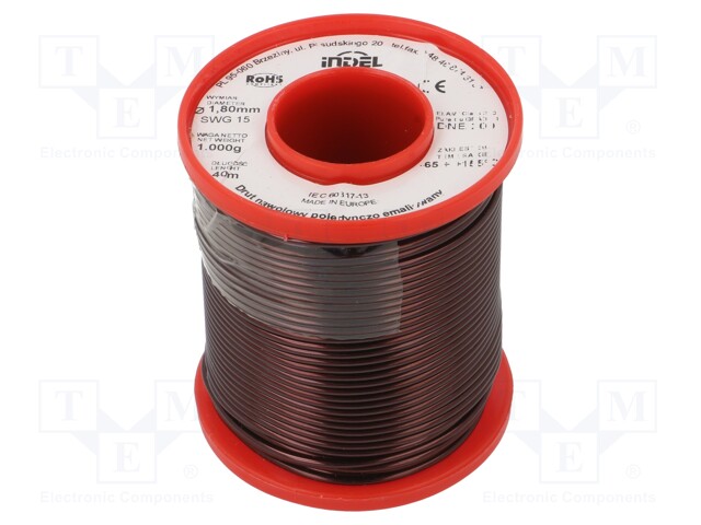 Coil wire; single coated enamelled; 1.8mm; 1kg; -65÷200°C