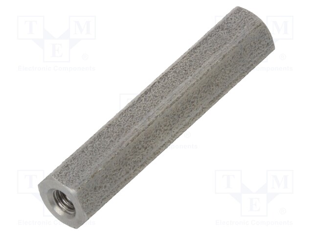 Screwed spacer sleeve; Int.thread: M2,5; 25mm; hexagonal