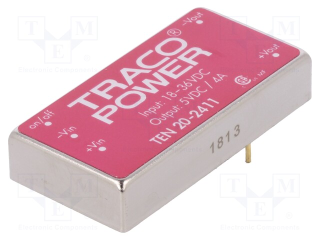 Converter: DC/DC; 20W; Uin: 18÷36V; 5VDC; Iout: 4A; 50.8x25.4x10.2mm