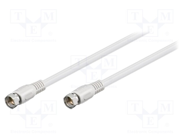 Cable; 75Ω; 10m; F plug,both sides; white