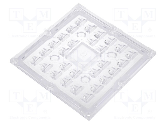 LED lens; square; Mat: PMMA plexiglass; transparent; H: 9.2mm