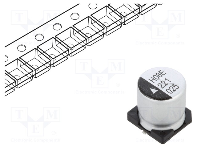 Capacitor: electrolytic; SMD; 220uF; 25VDC; Ø10x10.5mm; 2000h