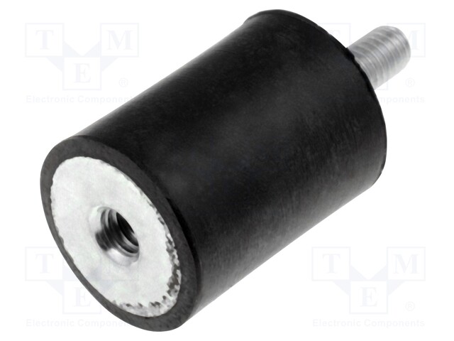 Vibration damper; M4; Ø: 15mm; rubber; L: 20mm; Thread len: 10mm