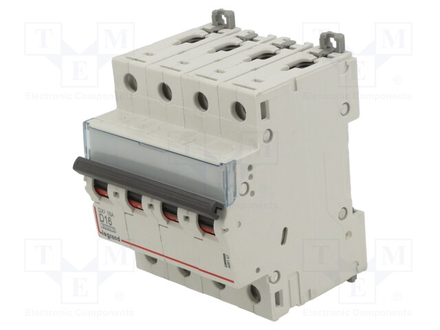 Circuit breaker; 400VAC; Inom: 16A; Poles: 4; DIN; Charact: D; 6kA