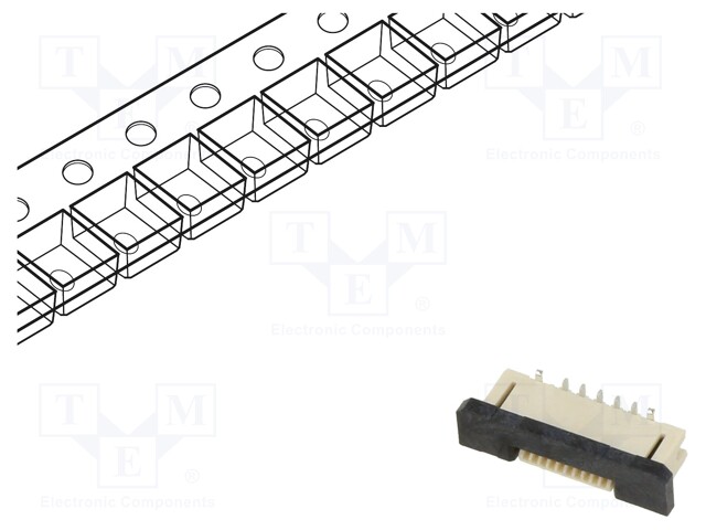 Connector: FFC (FPC); vertical; PIN: 10; ZIF; SMT; 30V; 0.5A; tinned