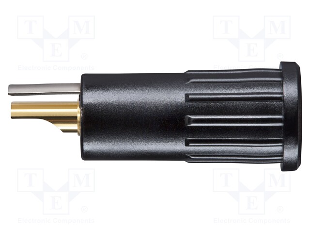 4mm banana; 16A; 30VAC; 60VDC; black; gold-plated; crimped; 5mΩ