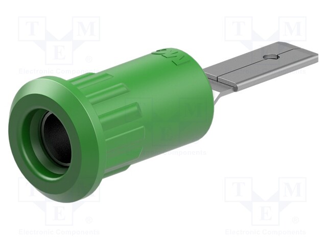 Socket; 4mm banana; 25A; 30VAC; 60VDC; green; nickel plated