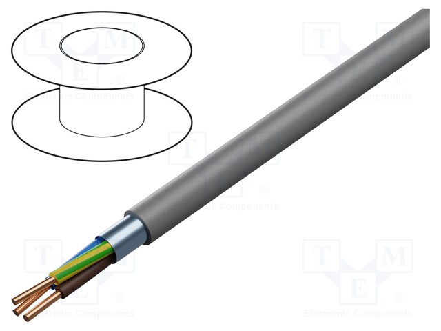 Wire; (N)YM(St)-J; 5G1.5mm2; solid; Cu; PVC; grey; 300V,500V